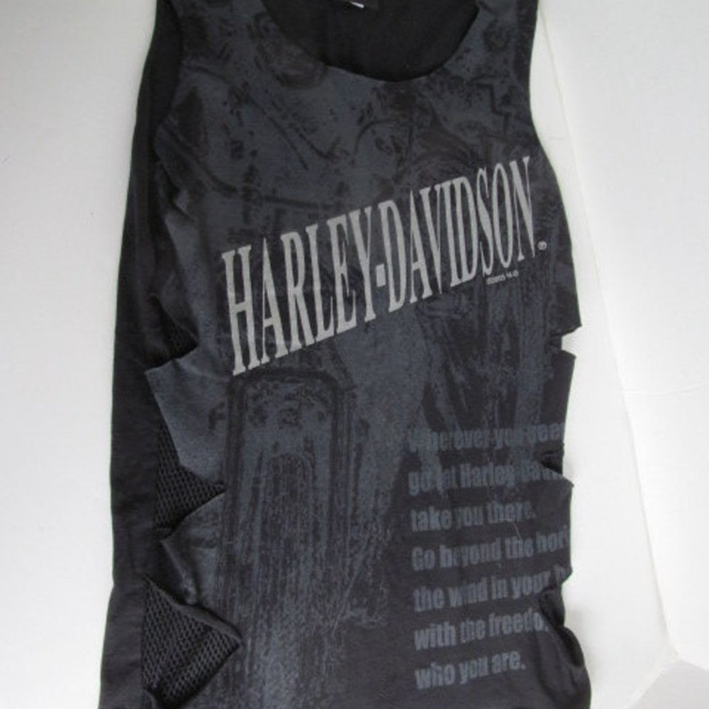 SOLD Distressed Cut Outs Womens sz s Harley Davidson T Shirt Womens small Harley - Picture 3 of 6